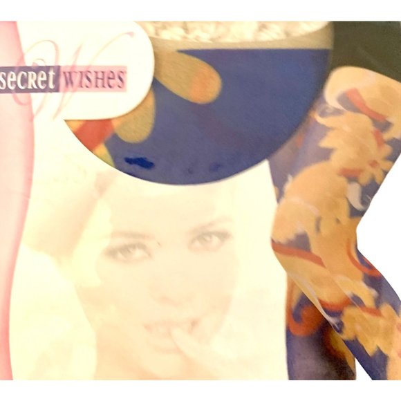 Women's Sexy Retro Floral Tights Pantyhose Stockings Blue Costume Cosplay - Picture 4 of 8